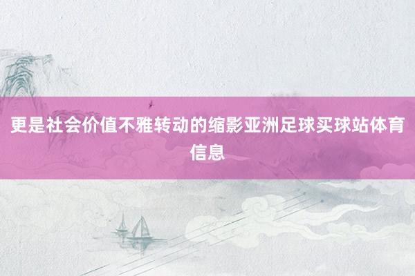 更是社会价值不雅转动的缩影亚洲足球买球站体育信息