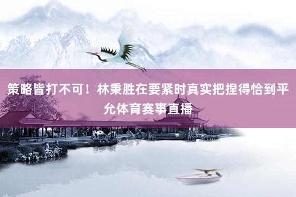 策略皆打不可！林秉胜在要紧时真实把捏得恰到平允体育赛事直播