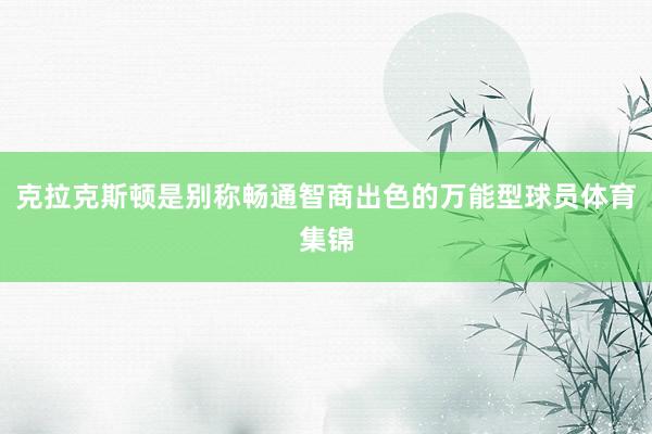 克拉克斯顿是别称畅通智商出色的万能型球员体育集锦