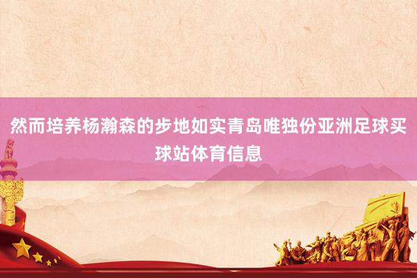 然而培养杨瀚森的步地如实青岛唯独份亚洲足球买球站体育信息