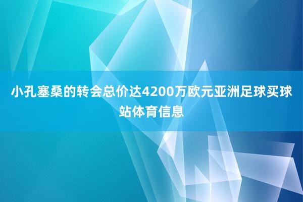 小孔塞桑的转会总价达4200万欧元亚洲足球买球站体育信息