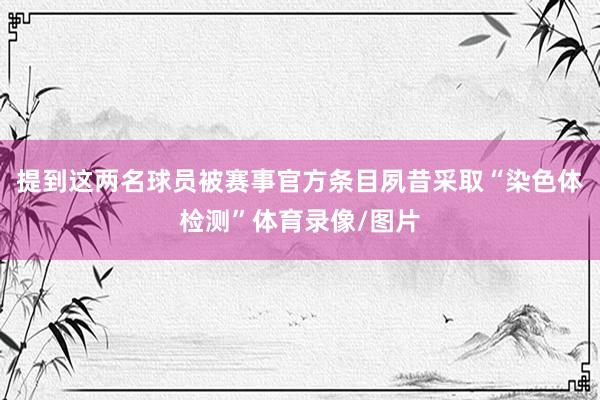提到这两名球员被赛事官方条目夙昔采取“染色体检测”体育录像/图片