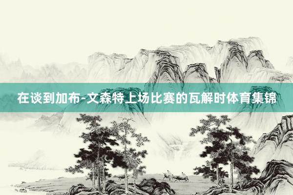在谈到加布-文森特上场比赛的瓦解时体育集锦