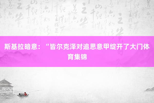 斯基拉暗意：“皆尔克泽对追思意甲绽开了大门体育集锦