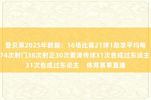 登贝莱2025年数据：16场比赛21球1助攻平均每50分钟制造1球74次射门38次射正30次要津传球31次告成过东谈主    体育赛事直播