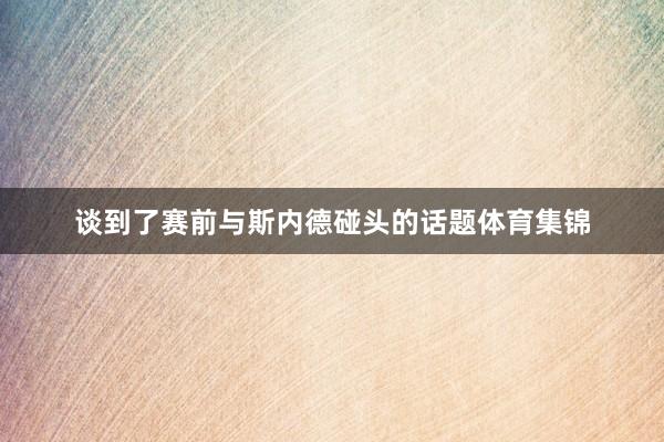 谈到了赛前与斯内德碰头的话题体育集锦