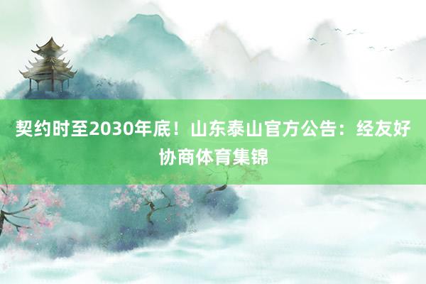契约时至2030年底！山东泰山官方公告：经友好协商体育集锦
