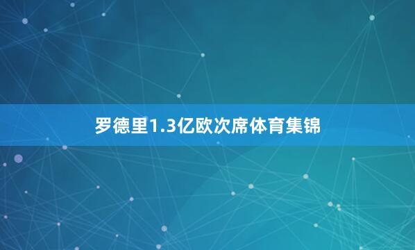 罗德里1.3亿欧次席体育集锦